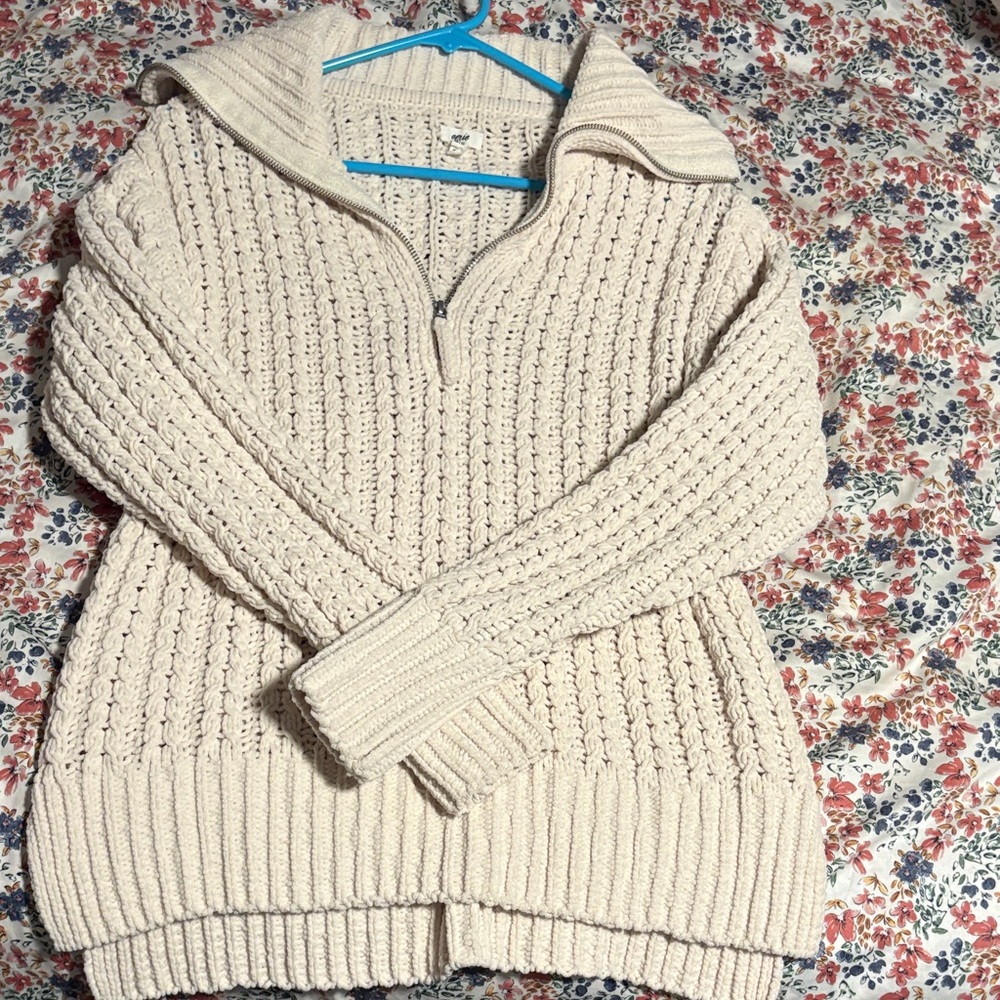 Aerie Cream Cowl Neck Sweater